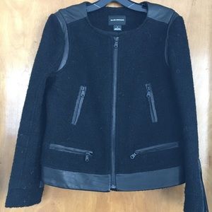 Club Monaco Wool Jkt w/Leather & Zipper Details